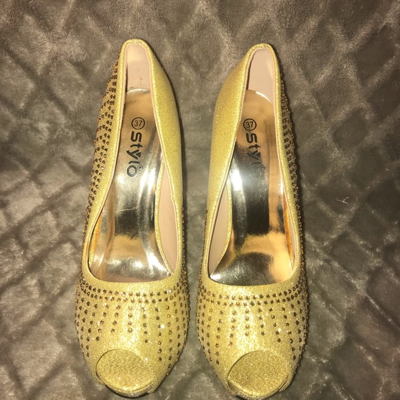 Stylo Bling Glitter Rhinestone Peep Toe Heels - Picture 4 of 8